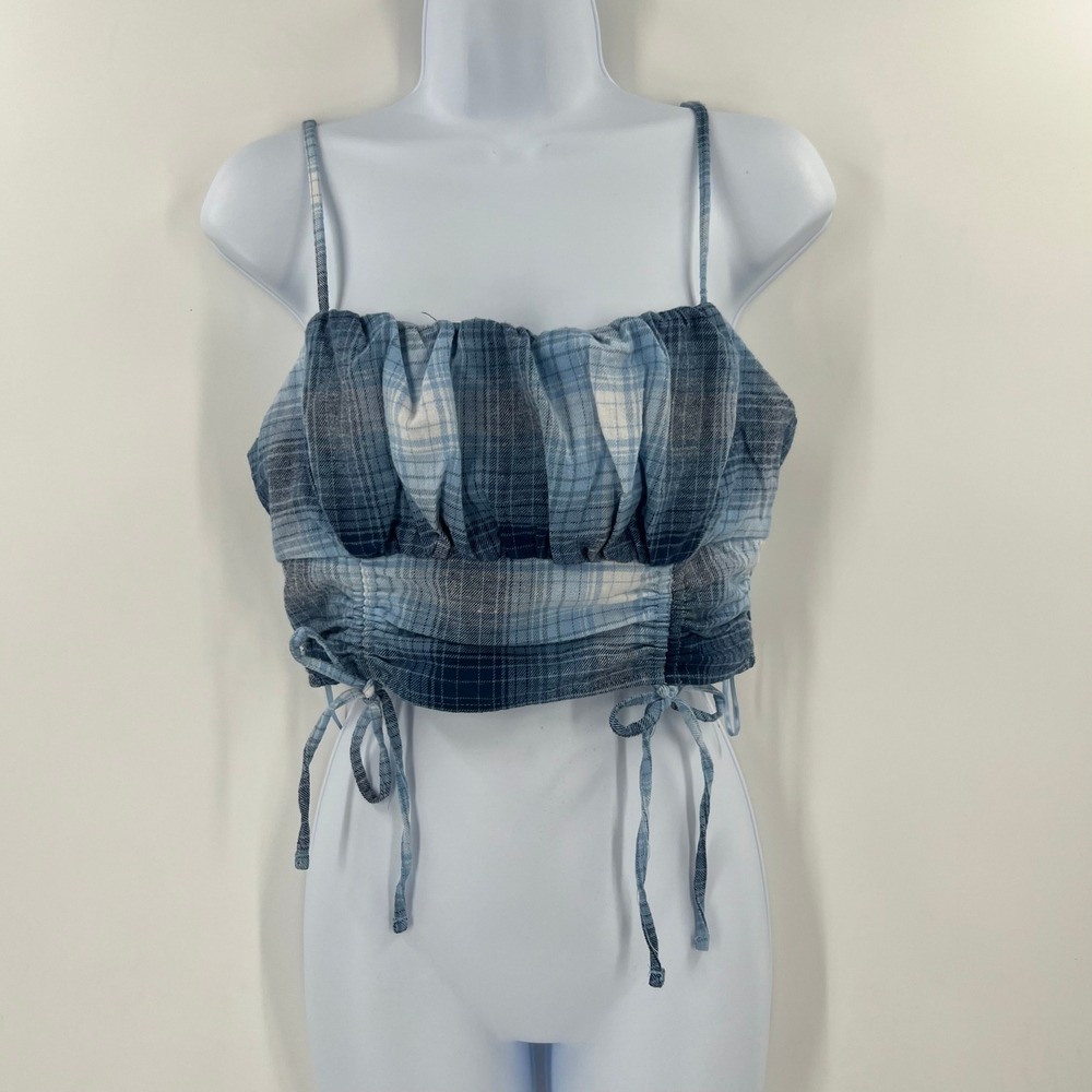 Aeropostale Y2K Cottagecore Plaid Cami Size M Ruched Bustier Top Summer